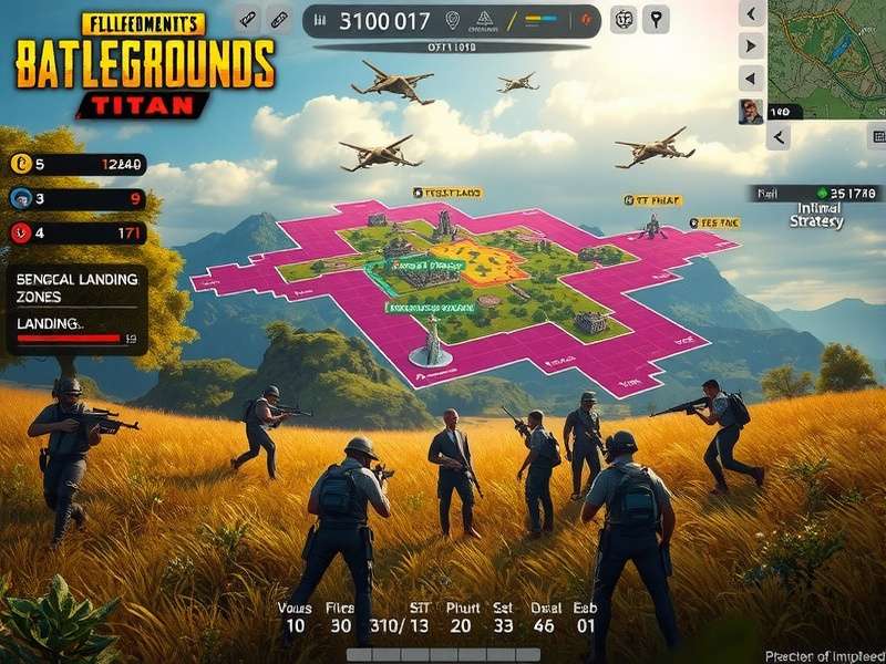 PUBG Power Pro Titan strategy map showing optimal landing zones